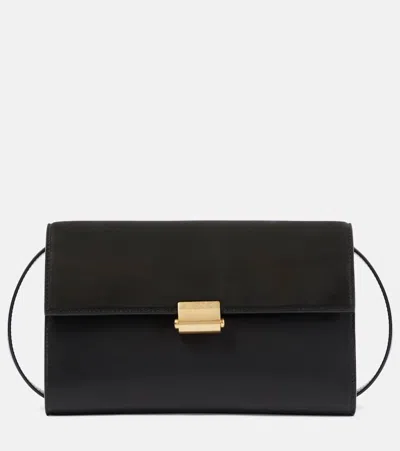The Row Laurie Suede And Leather Crossbody Bag In Black