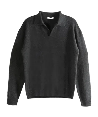 The Row Long-sleeved Polo Shirt In Black