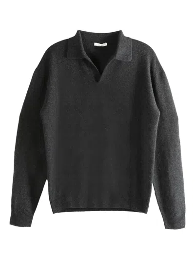 The Row Leach Cashmere Polo Shirt In Gray