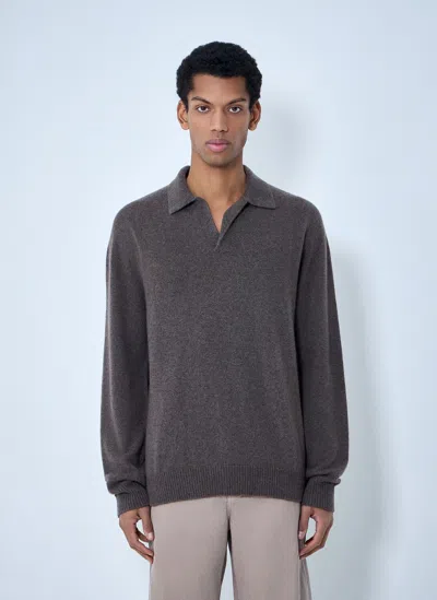 The Row Leach Polo Sweater In Gray