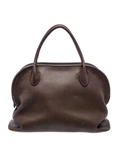Pre-owned The Row Leather Agnes 12 Bag In Brown