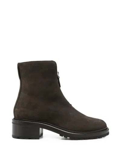 The Row Leather Ankle Boots In Brown