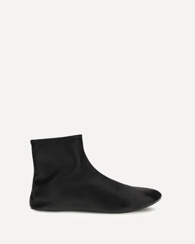 The Row Leather Ankle Boots Lined With Soft Shearling In Black