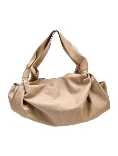 Pre-owned The Row Leather Ascot Knot Medium In Neutral