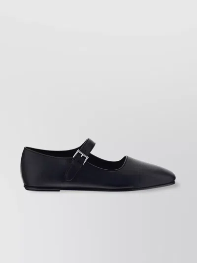 The Row Leather Ballerina Shoes In Blue
