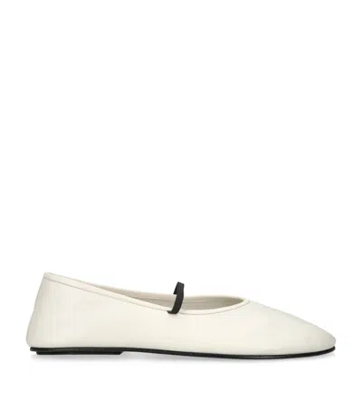 The Row Leather Ballet Flats In Beige