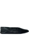 The Row Leather Ballet Flats In Black