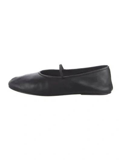 Pre-owned The Row Leather Ballet Flats In Black
