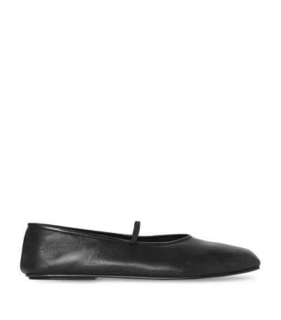 The Row Leather Ballet Flats In Black