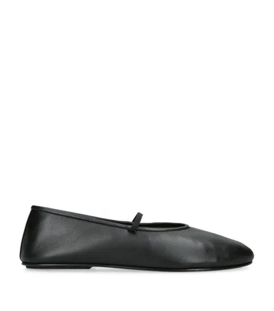 The Row 10mm Elastic Ballet Leather Flats In Black