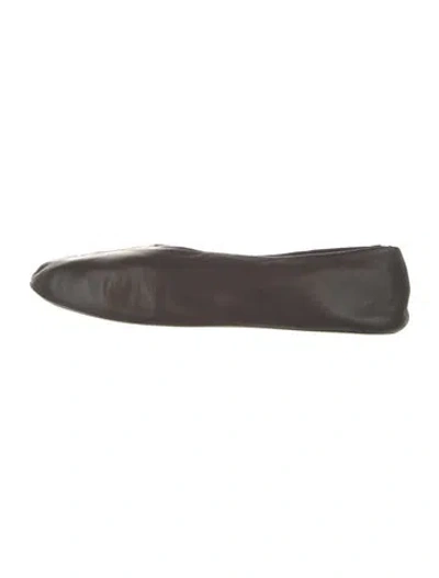 Pre-owned The Row Leather Ballet Flats In Brown