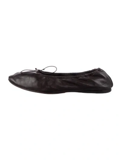 Pre-owned The Row Leather Ballet Flats In Brown