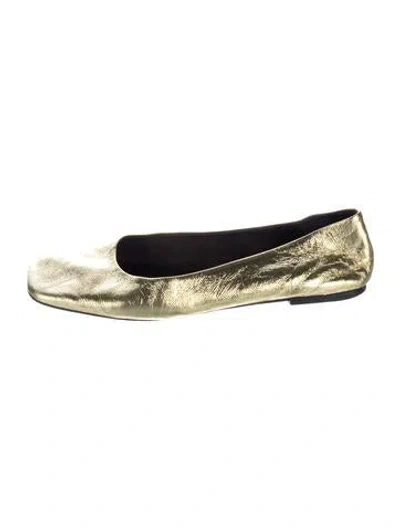 Pre-owned The Row Leather Ballet Flats In Silver