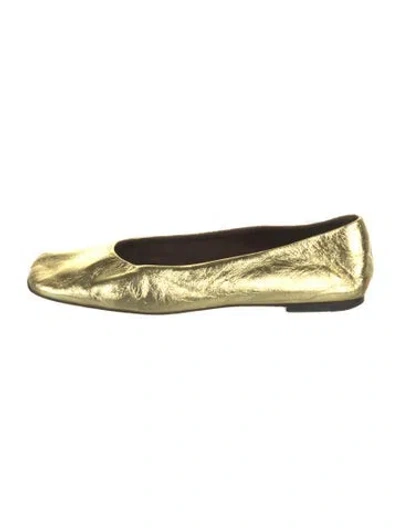 Pre-owned The Row Leather Ballet Flats In Yellow