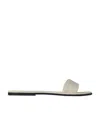 The Row Off-white Leather Beach Slides In Nude