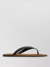 The Row Leather Beach Thong Sandals Flat Sole In Black