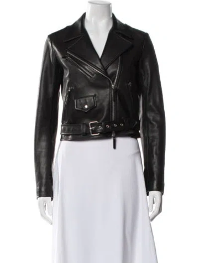 Pre-owned The Row Leather Biker Jacket In Black