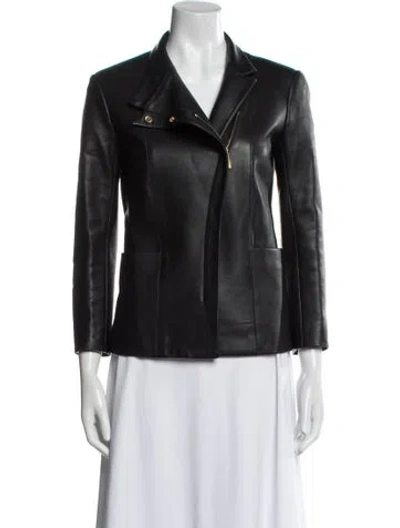 Pre-owned The Row Leather Biker Jacket In Black