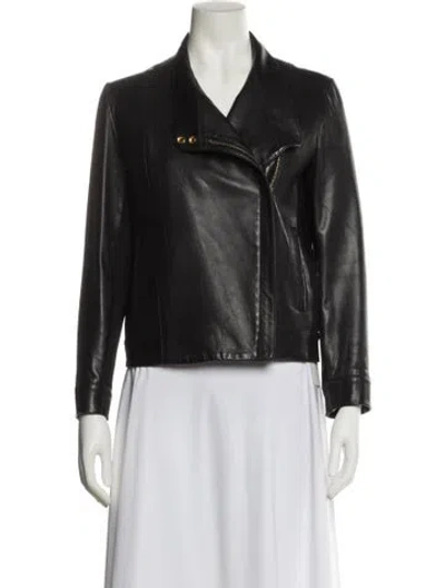 Pre-owned The Row Leather Biker Jacket In Black