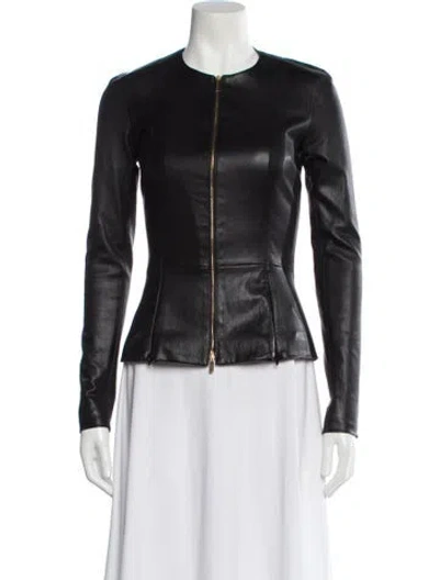 Pre-owned The Row Leather Biker Jacket In Black