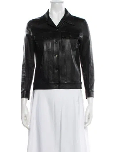 Pre-owned The Row Leather Biker Jacket In Black