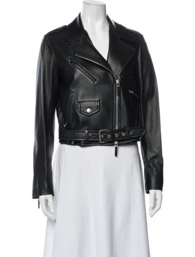 Pre-owned The Row Leather Biker Jacket In Black
