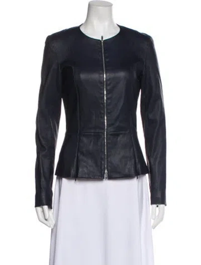 Pre-owned The Row Leather Biker Jacket In Blue