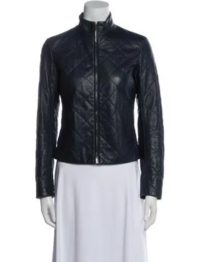 Pre-owned The Row Leather Biker Jacket In Blue