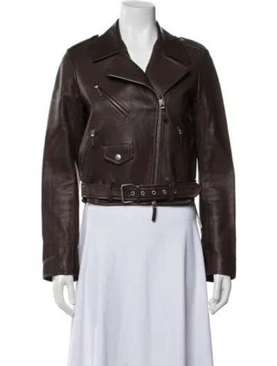 Pre-owned The Row Leather Biker Jacket In Brown