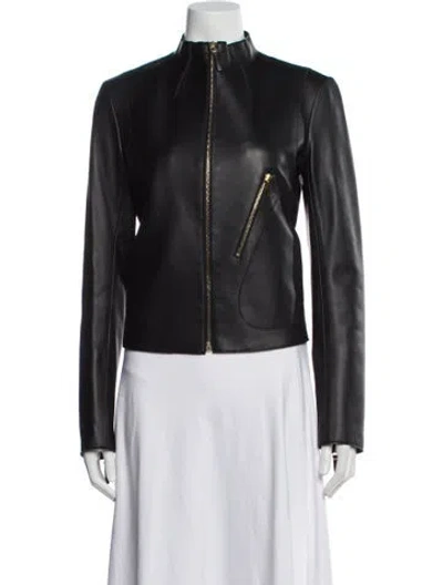 Pre-owned The Row Leather Biker Jacket In Gray