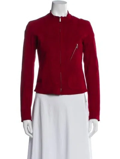 Pre-owned The Row Leather Biker Jacket In Red