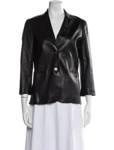 Pre-owned The Row Leather Blazer In Black