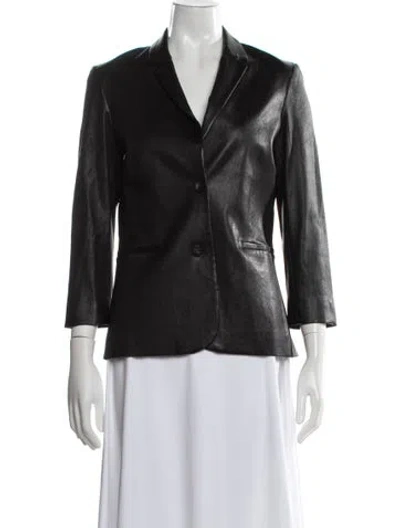 Pre-owned The Row Leather Blazer In Black