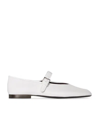 The Row Leather Boheme Mary Jane Flats In White