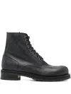The Row Leather Combat Boots In Black