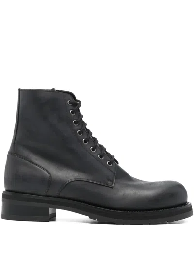 The Row Leather Boots In Black
