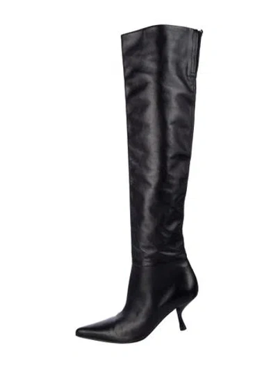 Pre-owned The Row Leather Boots In Black