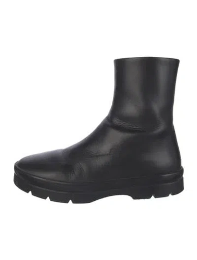 Pre-owned The Row Leather Boots In Black