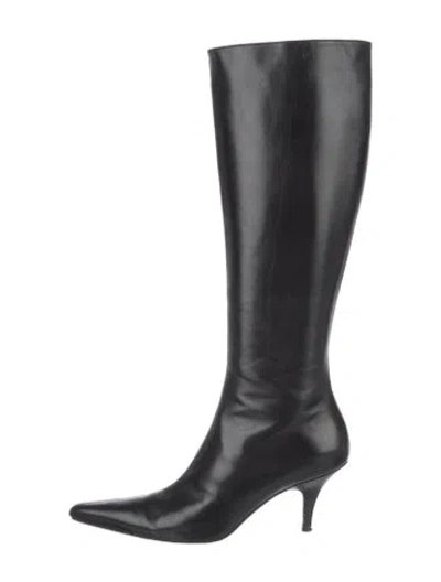 Pre-owned The Row Leather Boots In Black