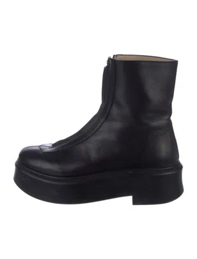 Pre-owned The Row Leather Boots In Black