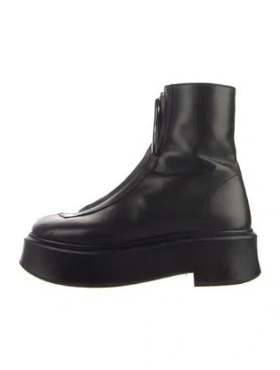 Pre-owned The Row Leather Boots In Black