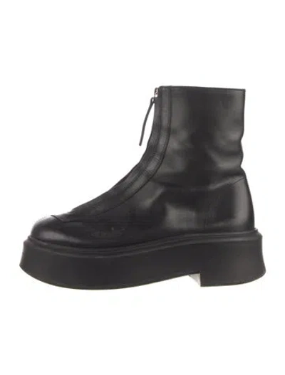 Pre-owned The Row Leather Boots In Black