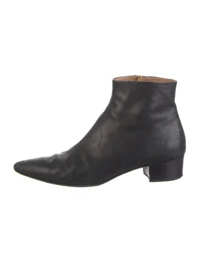 Pre-owned The Row Leather Boots In Black