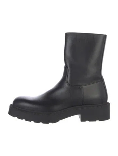 Pre-owned The Row Leather Boots In Black/blue