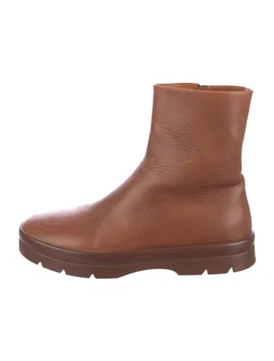 Pre-owned The Row Leather Boots In Brown