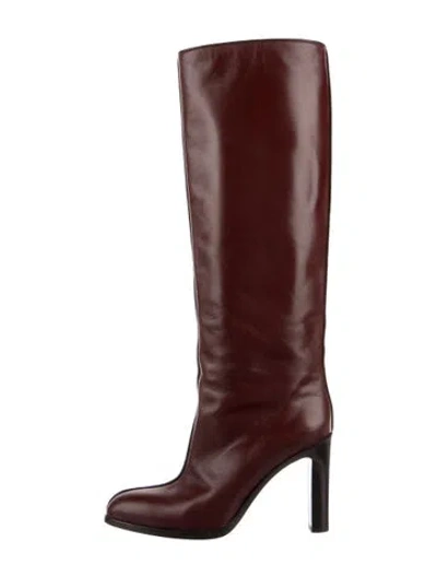 Pre-owned The Row Leather Boots In Burgundy