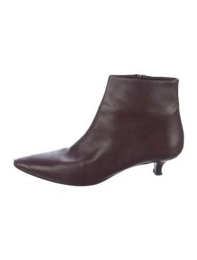 Pre-owned The Row Leather Boots In Burgundy