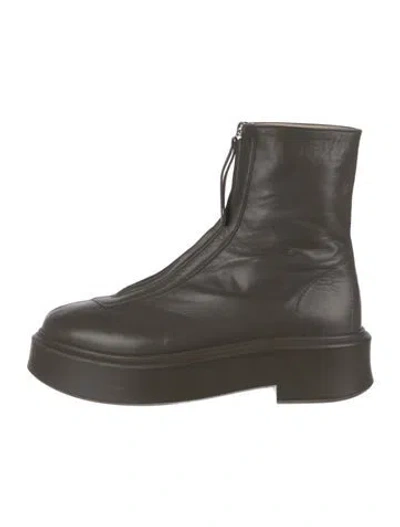 Pre-owned The Row Leather Boots In Green