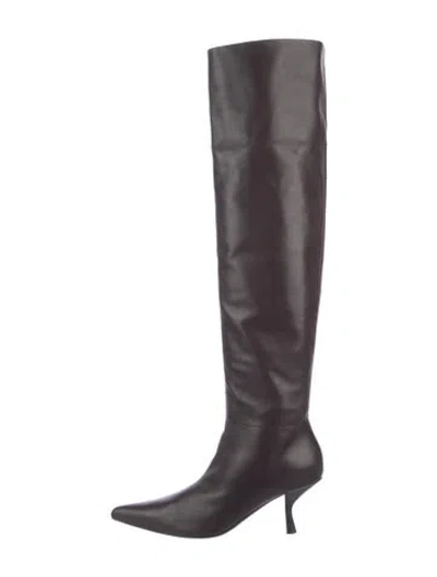 Pre-owned The Row Leather Boots In Grey