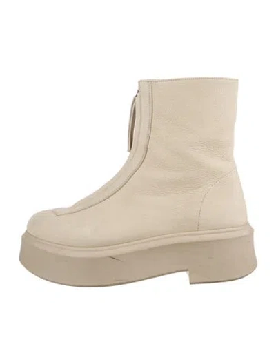Pre-owned The Row Leather Boots In Neutral